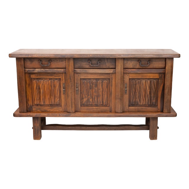 Brutalist Elm Sideboard, 1970s For Sale