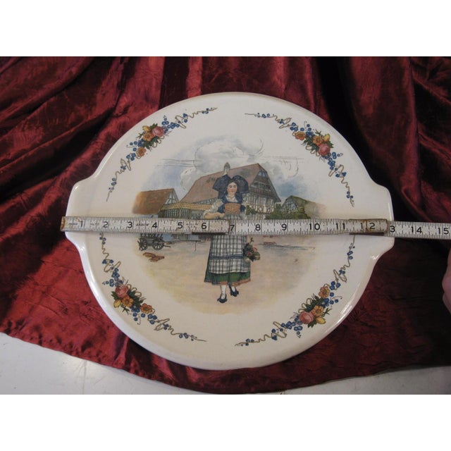 Ceramic 12" French Serving Platter Handled Plate Sarreguemines Obernai Henri Loux Signed France For Sale - Image 7 of 10