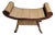 Mid Century Modern 1960s Egyptian Revival Burnt Bamboo Wicker and Rattan Scroll Arm Bench or Side Table For Sale