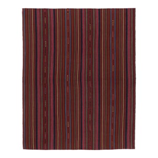 Vintage Persian Kilim, Rich and Vibrant Polychromatic Stripes - Rug & Kilim For Sale