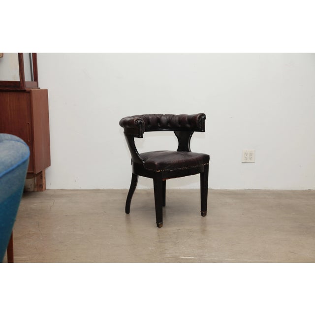 1920s English Oak and Leather Library Chair For Sale - Image 13 of 13