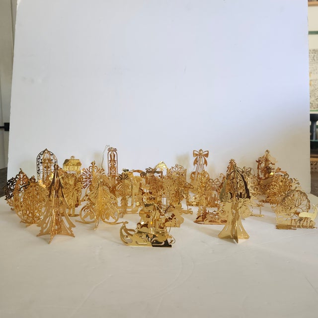 Vintage Danbury Mint 23k Gold Bathed Christmas Ornaments 31 Pieces Set For Sale - Image 9 of 9