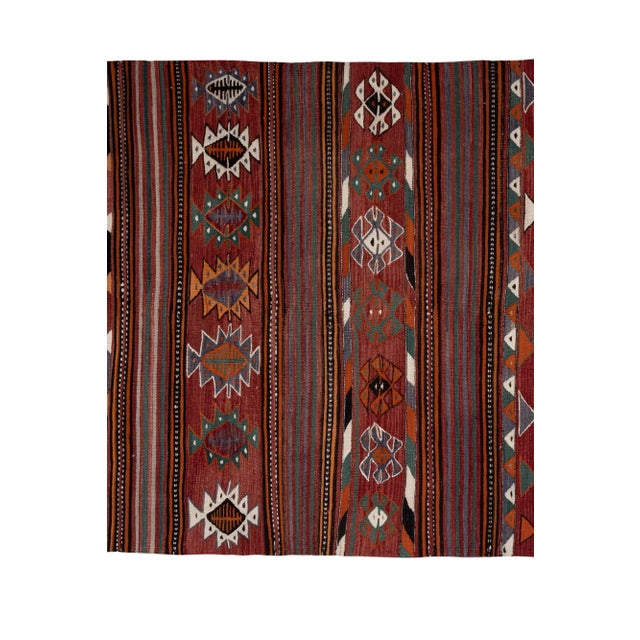 Mid-Century Modern Turkish Kilim Runner 4'7" X 9'10" For Sale - Image 3 of 11