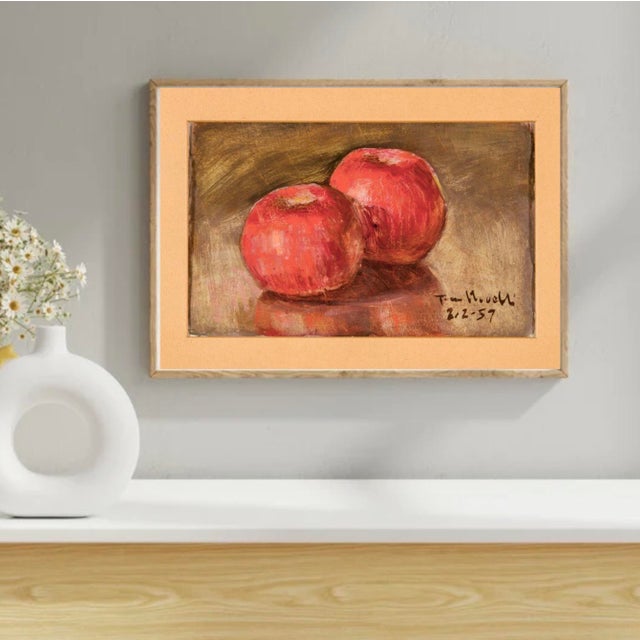 Mid-Century 1950s Italian Signed and Dated Still Life with Apples For Sale - Image 10 of 13