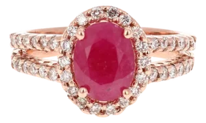 2.54 Carat Ruby Diamond 14 Karat Rose Gold Ring, Size 7