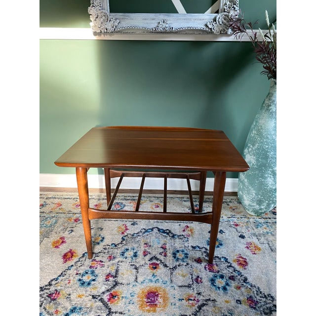 1980s 1980s Refinished Mid-Century Modern Danish End Table With Lip by Bassett For Sale - Image 5 of 12