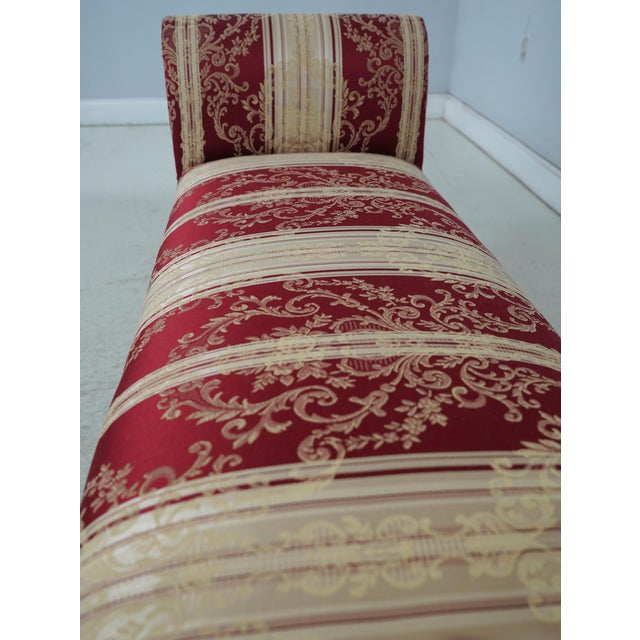 Textile Chippendale Style Cherry Damask Upholstered Window Bench For Sale - Image 7 of 12