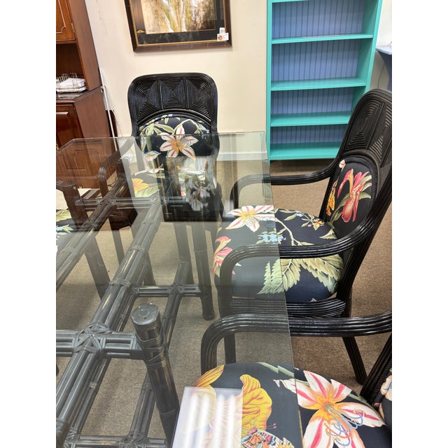Contemporary Mid 20th Century McGuire Bamboo Table With 6 Coordinating, Pencil Reed Designer Chairs For Sale - Image 3 of 12
