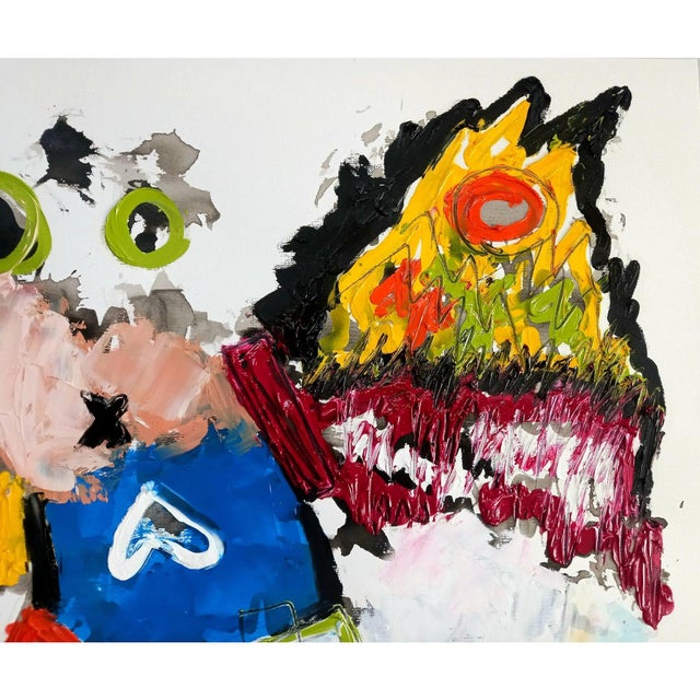 2020s 25.5" X 19.6" Contemporary Abstract Figurative Oil Painting, Unframed For Sale - Image 5 of 10