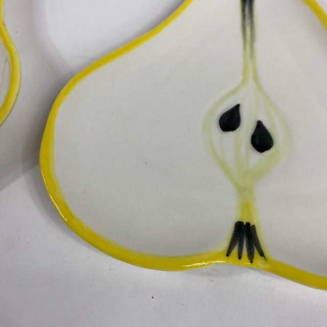 Mid 20th Century Italian Hand Painted Ceramic Pear Plates by Ernestine Canonn, Salerno - Set of 4 For Sale - Image 5 of 8