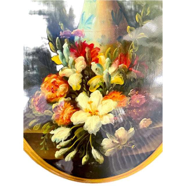 Vintage Oval Floral Still Life Oil Painting For Sale In Atlanta - Image 6 of 11