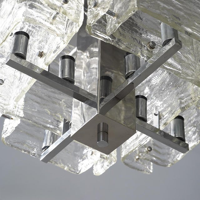 Vintage Chandelier in Chromed Metal and Glass, 1970s For Sale - Image 14 of 16