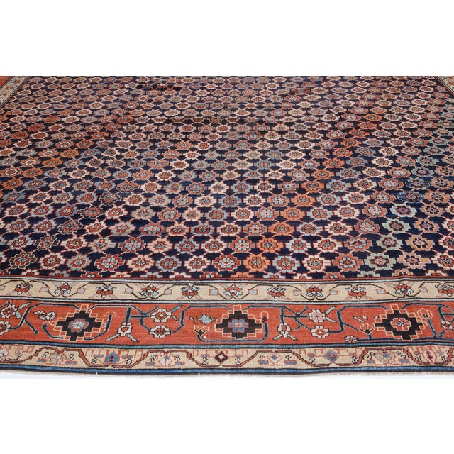 Brick Red Magnificent 19th Century Oversized Northwest Persian Rug with Allover Rosette Design For Sale - Image 8 of 8