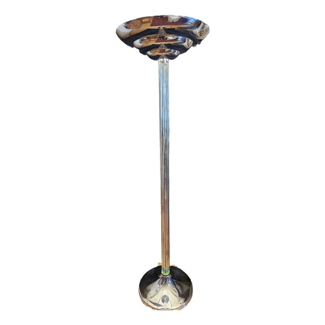 Vintage Chrome Floor Lamp with Glass Stems by Gianfranco Frattini, 1970s For Sale