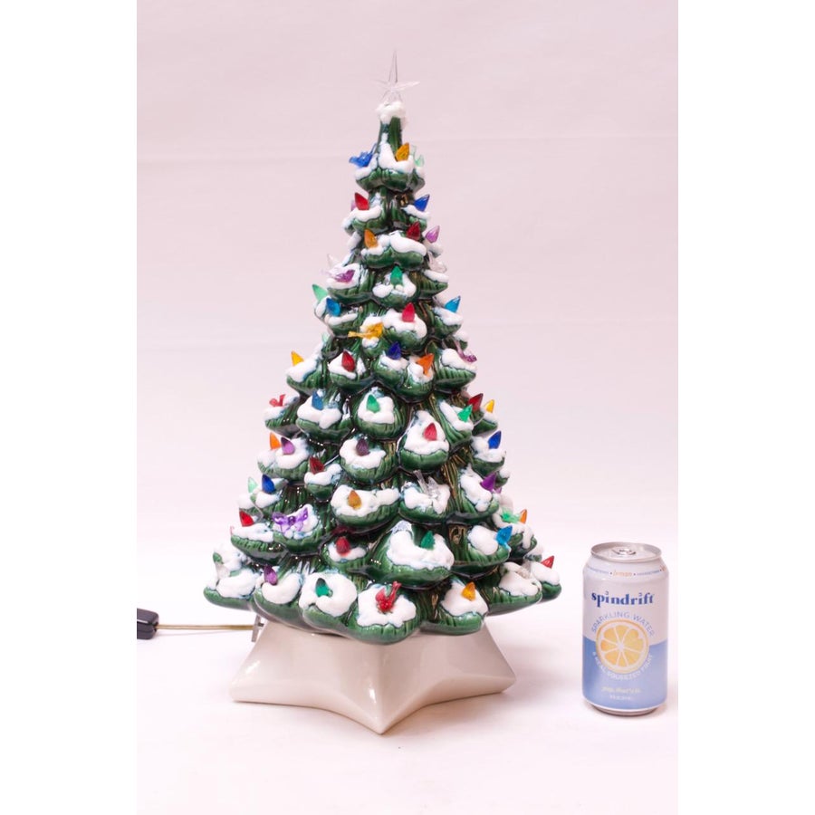 Vintage Ceramic Illuminated Christmas Tree With Music Box