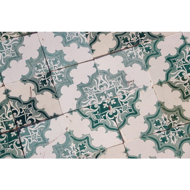 Green Antique 1920s Set of 78 Antique Large Art Deco Geometric Floral Tiles Portuguese For Sale - Image 8 of 18