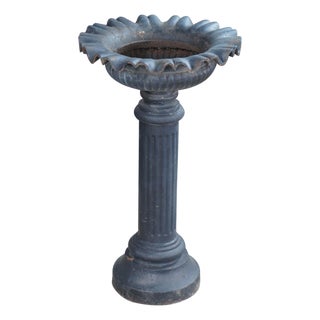 Antique 19th C. English Cast Iron Corinthian Pedestal Urn Jardiniere Planter 28" For Sale