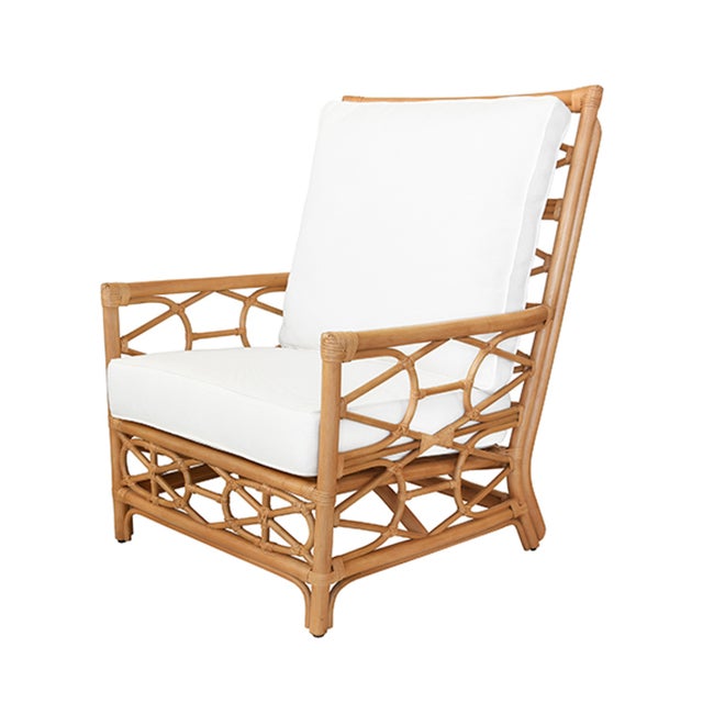 Matthew Izzo Worlds Away Auburn Rattan Club Chair | Chairish