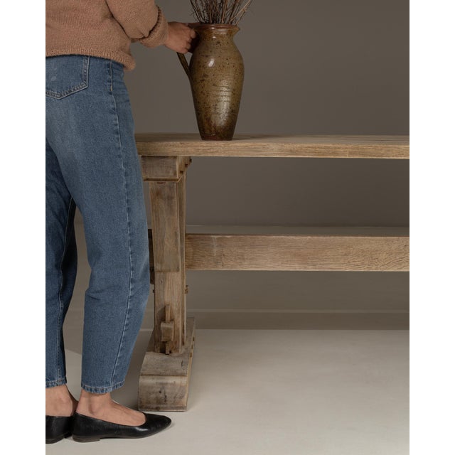 1970s French Oak Trestle Dining Table For Sale - Image 10 of 18