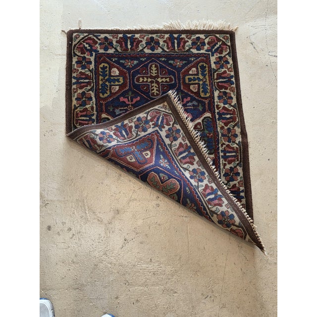 Vintage Hand-Knotted Wool Accent Rug With Floral & Geometric Motifs, 3’5” X 2’6” For Sale - Image 4 of 6