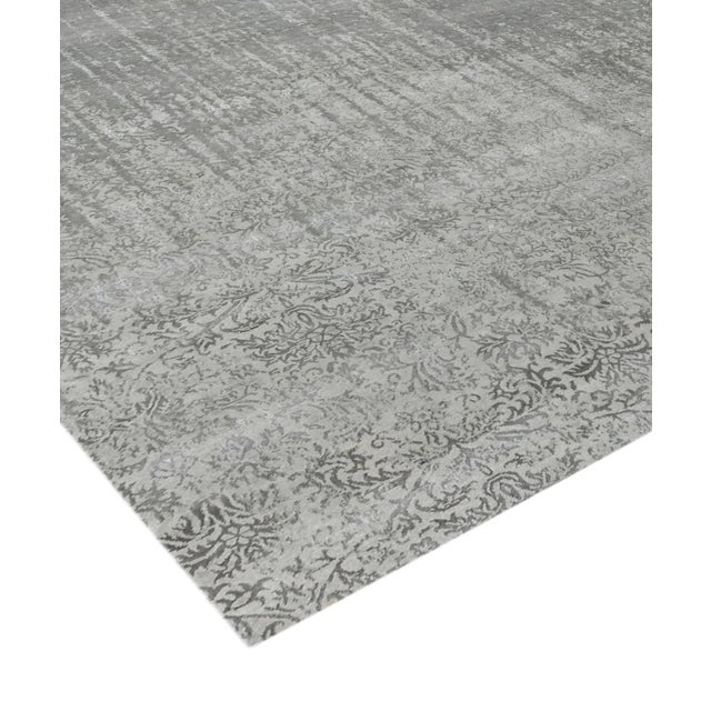 2020s Pasargad Home Transitiona Silver Vsilk & Wool Area Rug- 8' 1" X 10' 0" For Sale - Image 5 of 6