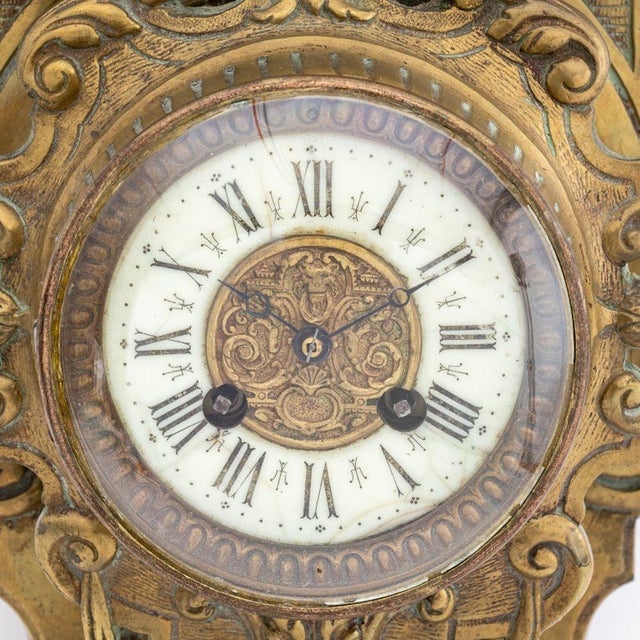 French French Louis XV Style Bronze Cartel Clock, 19th Century For Sale - Image 3 of 6