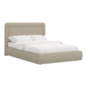 Stoffer Home x Cloth & Company Marisa Platform Bed in Jane Stripe Burlap - Full/Double