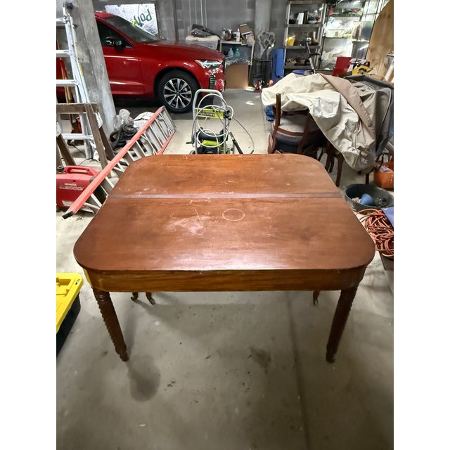 Early 20th Century Twisted Leg drop leaf table. Might also be called a Gateleg table. 2: 22" wide leaves can be added in...