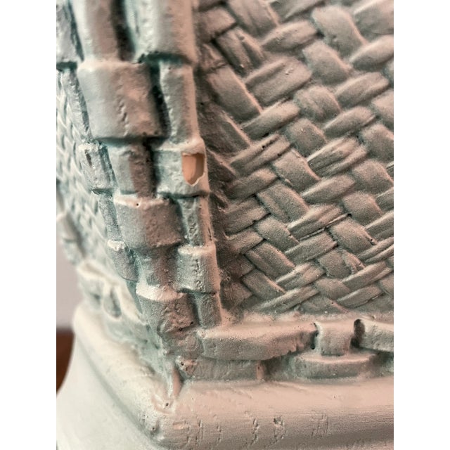 Vintage Palm Beach Ceramic Basket Weave Lamp For Sale - Image 9 of 10