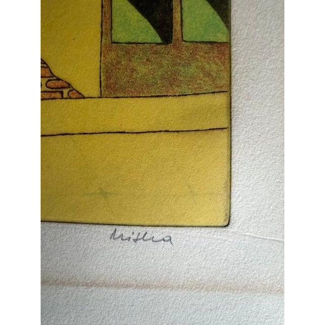 Lovely 1970's Limited Edition 10/75 Print of Abstract French Cityscape Signed and Titled "La Place Au Soleil" For Sale - Image 4 of 5