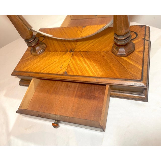 Antique Handmade 19th Century Steeple Dresser Top Wood Bakelite Vanity Mirror For Sale - Image 10 of 15