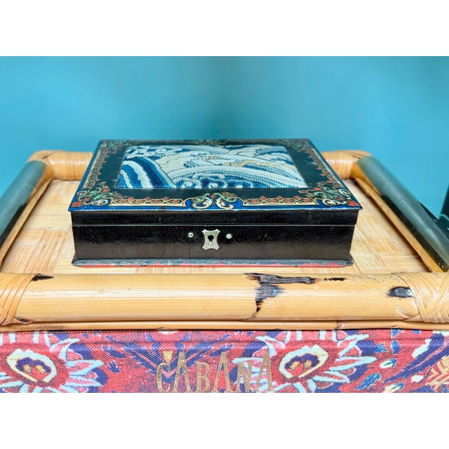 1960s Vintage Bamboo and Rattan Tray With Metal Handles For Sale - Image 4 of 8