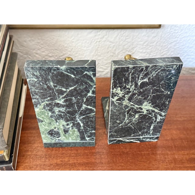 Late 20th Century Solid Brass Duck Bookends on Marble For Sale - Image 6 of 10