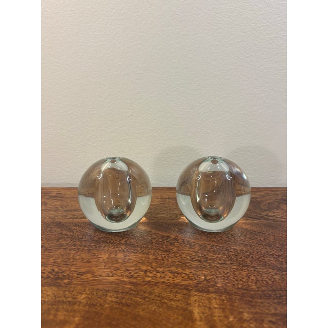 1960s Swedish Blown Glass Bud Vases, Pair, Scandinavian Modern For Sale - Image 4 of 7