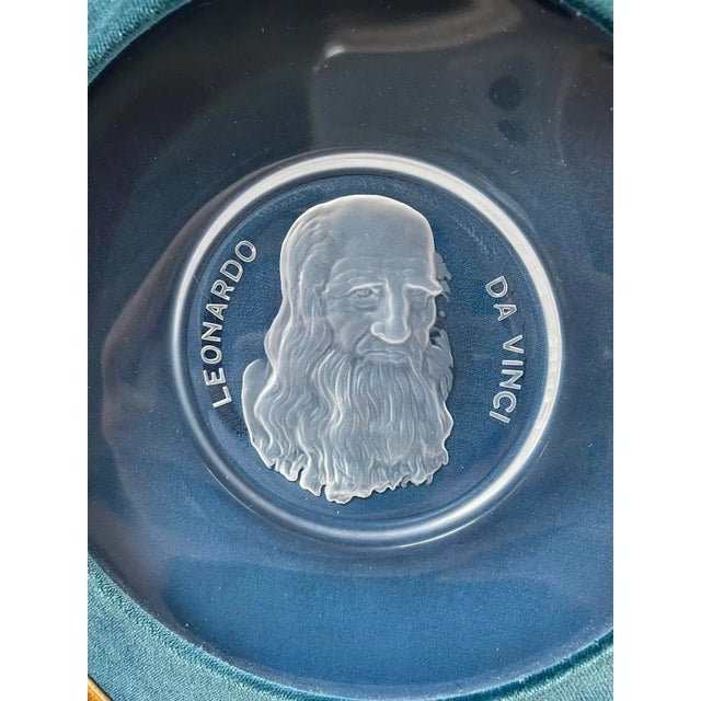 1970 Val St. Lambert Etched Crystal Intaglio Plates of Michelangelo and Da Vinci Framed Wall Art - a Pair For Sale In Los Angeles - Image 6 of 11