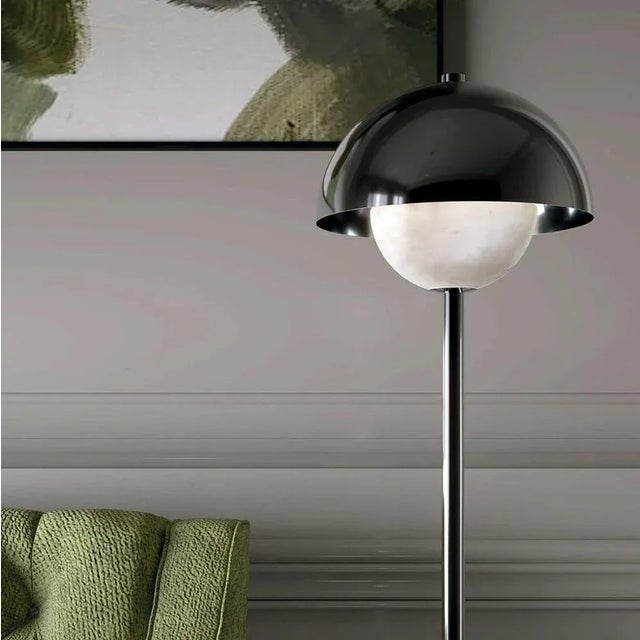 Apollo Floor Lamp in Black Metal by Alabastro Italiano For Sale - Image 4 of 6