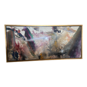 Very Large 6 Ft Framed Abstract Mixed Media Painting on Canvas, Signed 1978