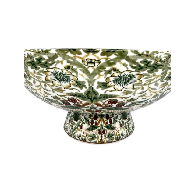 Morris & Co. Morris & Co. Strawberry Thief 11" Diam Porcelain Pedestal Bowl For Sale - Image 4 of 8