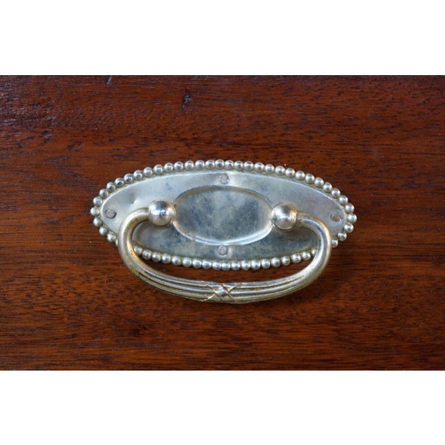 Antique Edwardian Mahogany Marble Top Drop Center Dressing Table Vanity 46" For Sale - Image 12 of 17