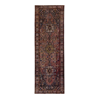 Red Antique Heriz Handmade Medallion Wool Rug For Sale