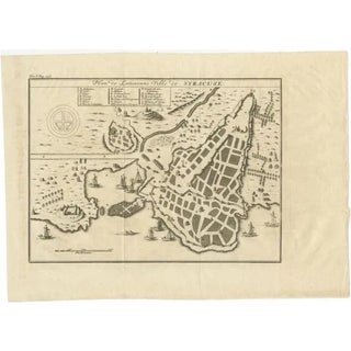 Antique Plan of Ancient Syracuse, Sicily, Italy, 1740 For Sale