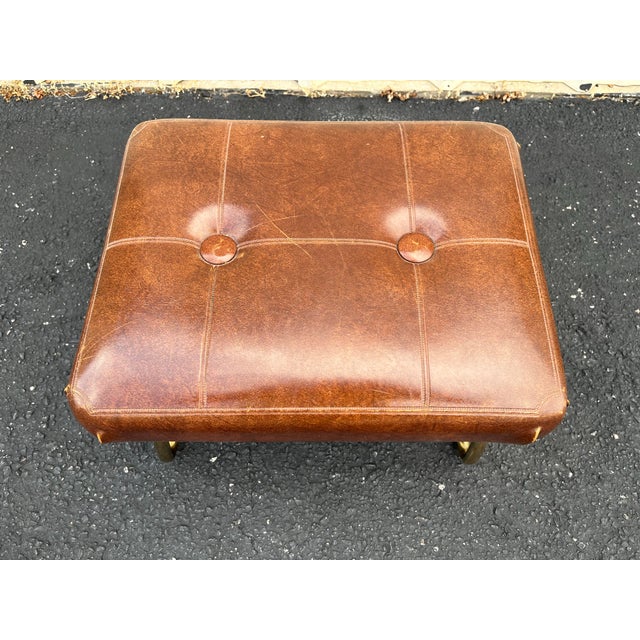 Pearl Wick Leg Lounger- 1960s Adjustable Vinyl Footstool For Sale - Image 6 of 12
