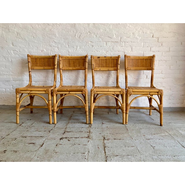 Italian Wicker and Rattan Chairs, 1970s, Set of 4 For Sale - Image 3 of 16