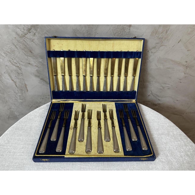 Metal Brass Hors d'Oeuvre Cutlery Set, 1920 For Sale - Image 7 of 7