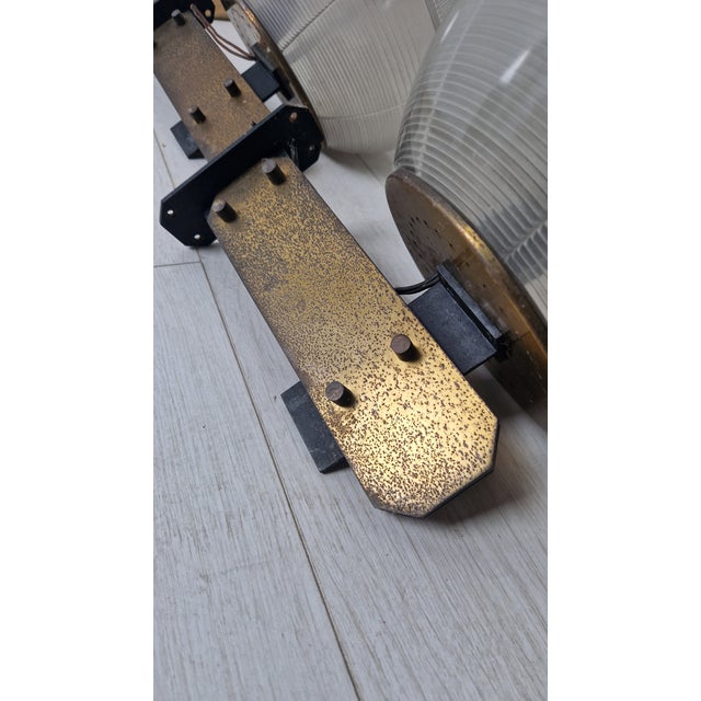 Mid-Century Modern Feltre Wall Lamps in Brass and Glass from Greco, 1960s, Set of 2 For Sale - Image 3 of 11