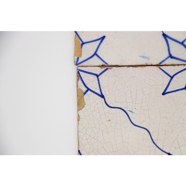 19th Century Antique Portuguese Tiles, Blue & White Set of Four For Sale - Image 6 of 15