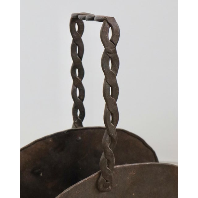 Vintage Brutalist Iron Basket With Twisted Handle For Sale In Los Angeles - Image 6 of 6