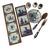 Vintage Delft Blue Tiles, Salt and Pepper Shaker, and Tray, 1920s, Set of 7 For Sale