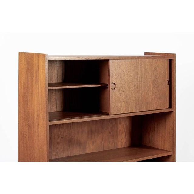 1960s Mid Century Danish Teak Wood Bookcase Cabinet & Secretary Desk 1960s For Sale - Image 5 of 14