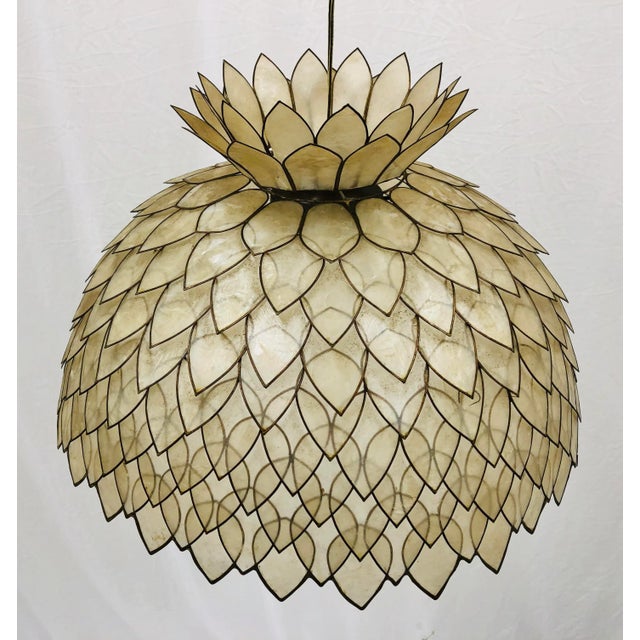 Mid 20th Century Vintage Pearlescent Pendant Chandelier For Sale - Image 5 of 13